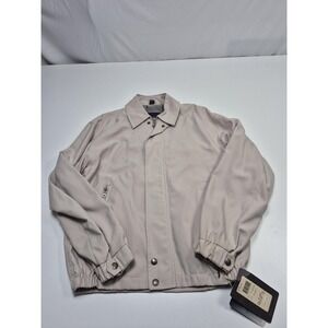 VTG Newport Harbor Jacket Mens Small Beige MicroSilk Windbreaker Zip Pockets